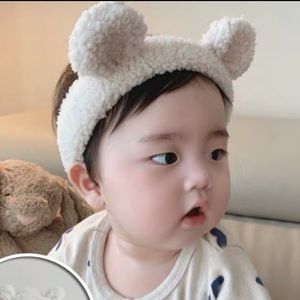 Toddler White teddy bear headband